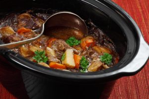 RV kitchen appliances - Photo of Irish Stew or Guinness Stew made in a crockpot or slow cooker.