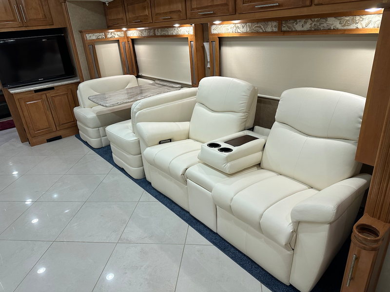 Updated furniture installed in a motorhome.