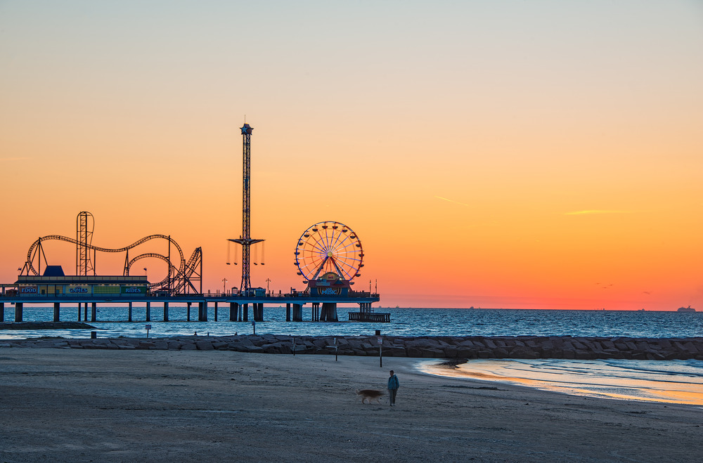 Galveston sunrise on the beach